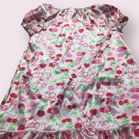 2007 Toddler Girl Gymboree Pink Cherry Print Silk Like Polyester Dress Size 4 - Picture 8 of 10